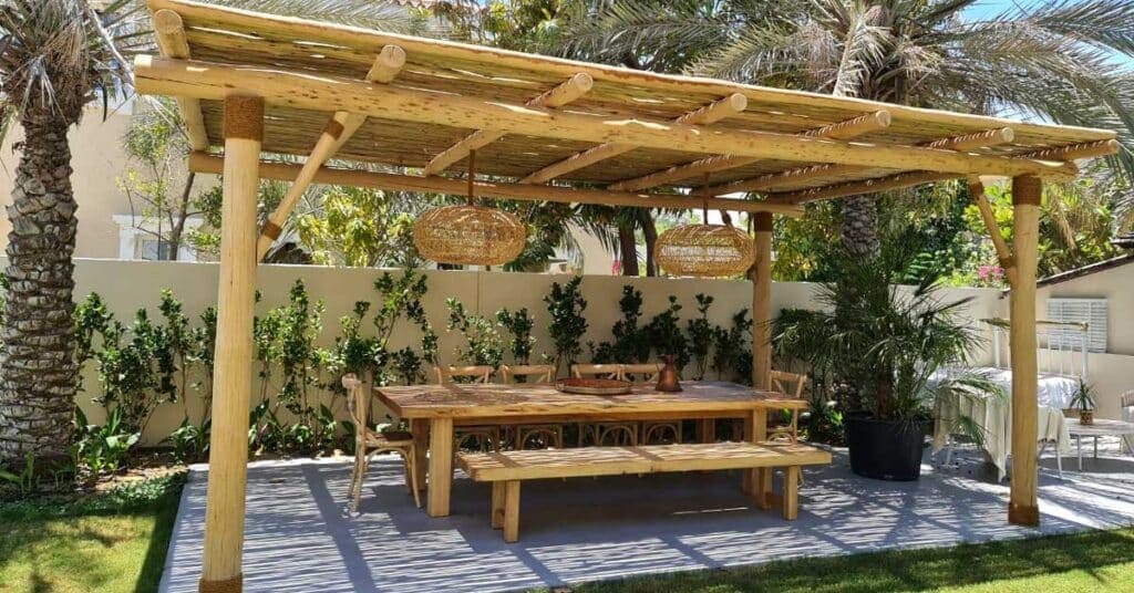 Cape Reed timber pergola in boho chic design