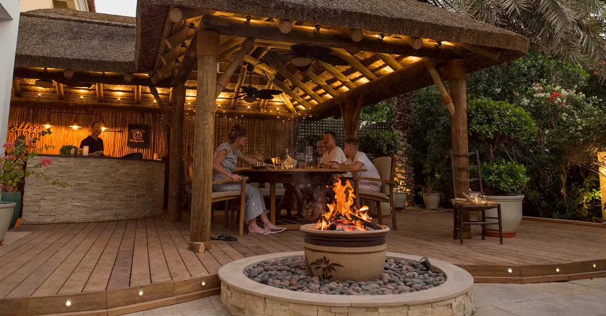 Cape Reed thatched gazebo with timber decking